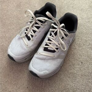 On Running White and Black Sneakers with Mesh Upper